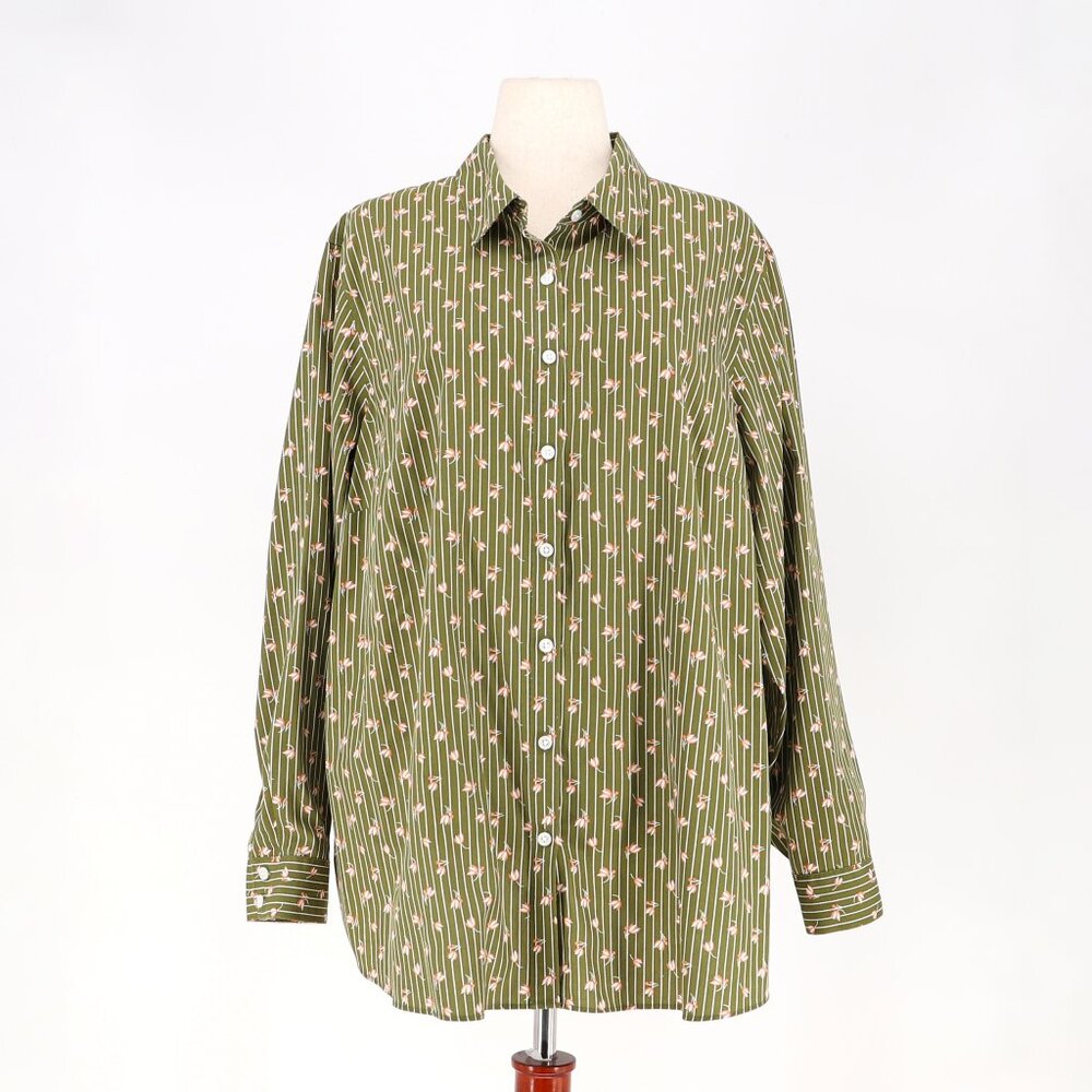 LANDS' END Set of 2 Women's No-Iron Supima Cotton Button Down Shirt Size 24W - Picture 2 of 9